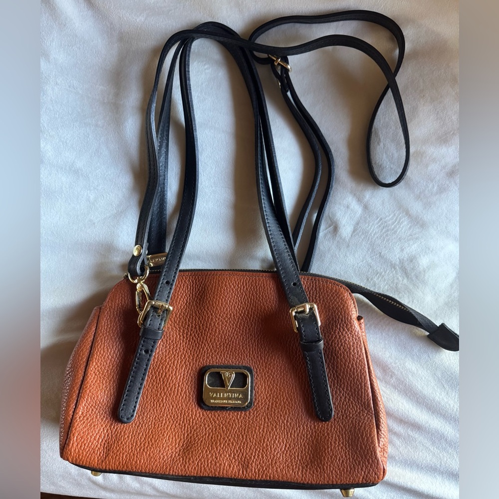 Valentina Orange and Black Crossbody Bag
